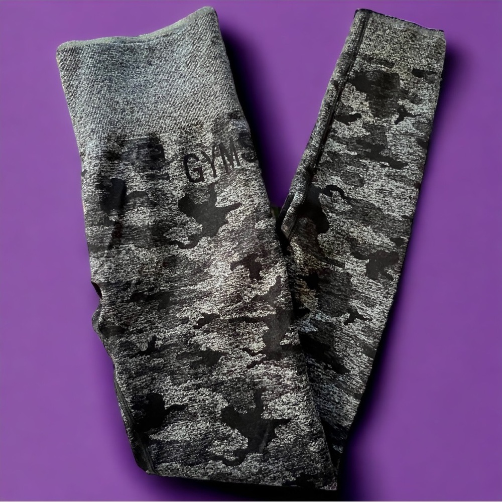 Gymshark Camo Seamless Black Grey High Waisted Leggings Small